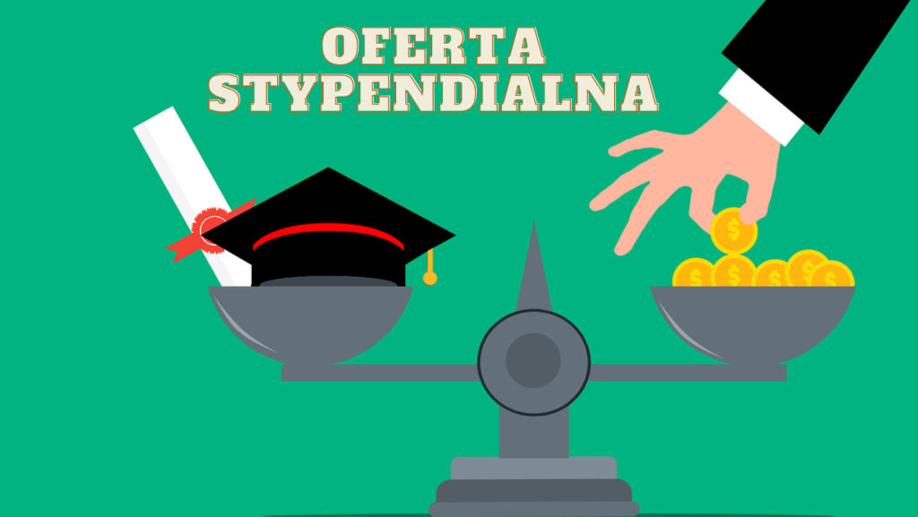 Grafika - Oferta Stypendialna. Waga - dyplom - pieniądze